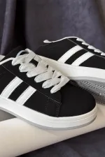 Кеди жіночі замша, колір чорно-білий, верх - штучна замша