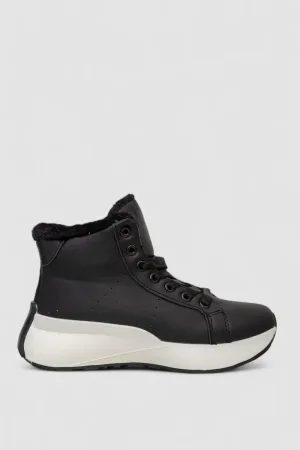 Черевики зимові жіночі на хутрі, колір чорно-білий, арт. 10-644
