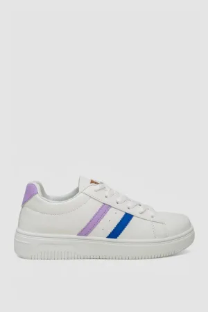Кеди жіночі, колір біло-бузковий, верх - екошкіра